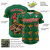 Custom Kelly Green Red-White 3D Mexican Festival Skull With Sombrero Cinco de Mayo Authentic Baseball Jersey