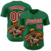 Custom Kelly Green Red-White 3D Mexican Festival Skull With Sombrero Cinco de Mayo Authentic Baseball Jersey