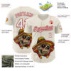 Custom Cream White-Red 3D Mexican Festival Skull With Sombrero Cinco de Mayo Authentic Baseball Jersey