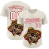 Custom Cream White-Red 3D Mexican Festival Skull With Sombrero Cinco de Mayo Authentic Baseball Jersey