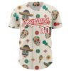 Custom Cream White-Red 3D Mexican Festival Cactus Skull With Sombrero Cinco de Mayo Authentic Baseball Jersey