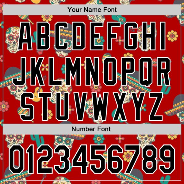 Custom Red Black-White 3D Mexican Festival Cactus Skull With Sombrero Cinco de Mayo Authentic Baseball Jersey