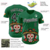 Custom Kelly Green Black-White 3D Mexican Festival Flag Skull With Sombrero Cinco de Mayo Authentic Baseball Jersey