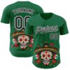 Custom Kelly Green Black-White 3D Mexican Festival Flag Skull With Sombrero Cinco de Mayo Authentic Baseball Jersey