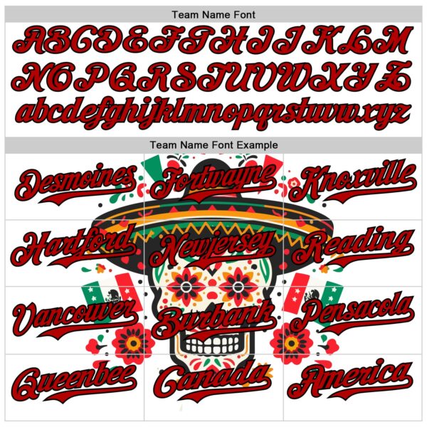 Custom White Red-Black 3D Mexican Festival Flag Skull With Sombrero Cinco de Mayo Authentic Baseball Jersey