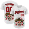 Custom White Red-Black 3D Mexican Festival Flag Skull With Sombrero Cinco de Mayo Authentic Baseball Jersey
