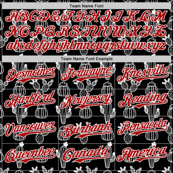 Custom Black Red-White 3D Mexican Cactus Authentic Baseball Jersey