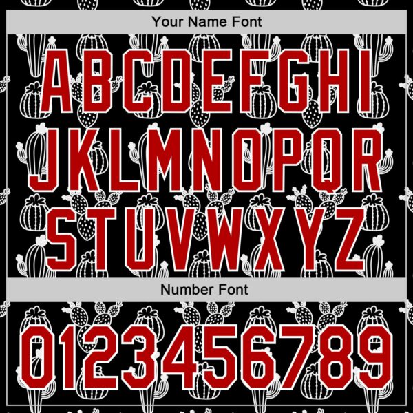 Custom Black Red-White 3D Mexican Cactus Authentic Baseball Jersey