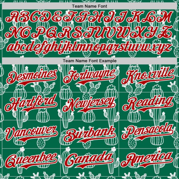 Custom Kelly Green Red-White 3D Mexican Cactus Authentic Baseball Jersey