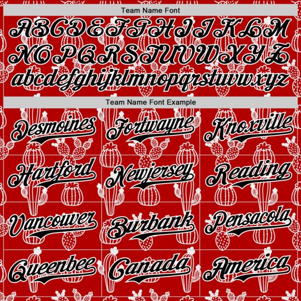 Custom Red Black-White 3D Mexican Cactus Authentic Baseball Jersey