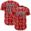 Custom Red Black-White 3D Mexican Cactus Authentic Baseball Jersey
