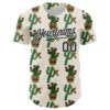 Custom Cream Black-White 3D Mexican Cactus Authentic Baseball Jersey