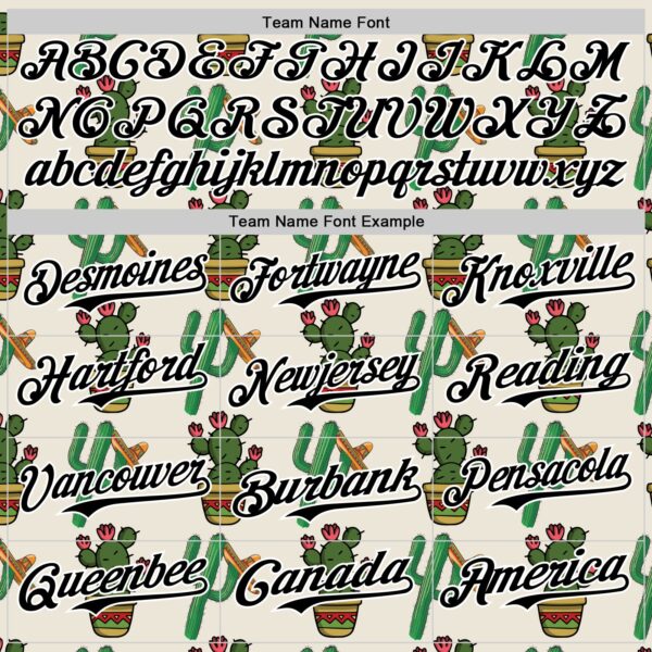 Custom Cream Black-White 3D Mexican Cactus Authentic Baseball Jersey