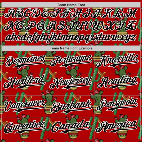 Custom Red Black-White 3D Mexican Cactus Authentic Baseball Jersey