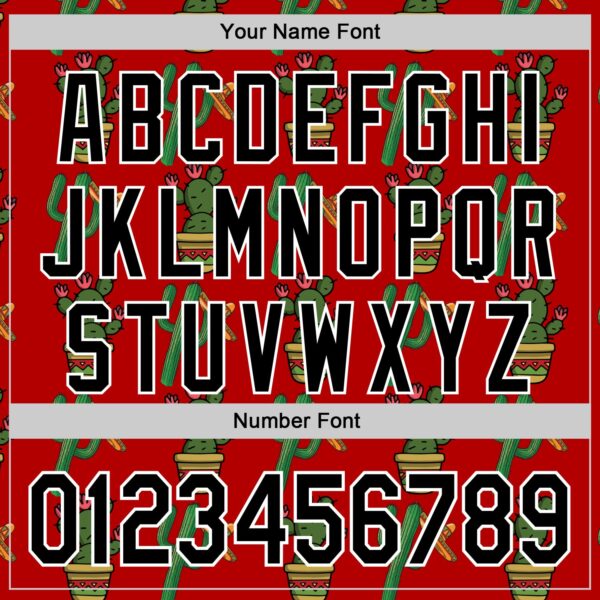 Custom Red Black-White 3D Mexican Cactus Authentic Baseball Jersey