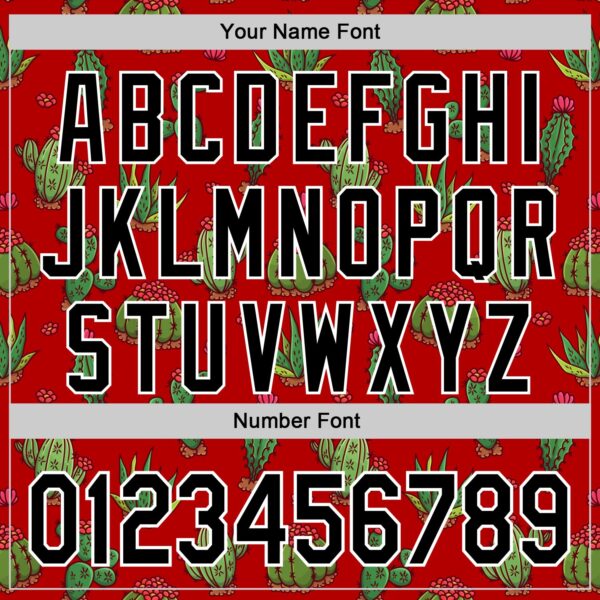 Custom Red Black-White 3D Mexican Cactus Authentic Baseball Jersey