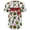 Custom White Red-Black 3D Mexican Cactus Authentic Baseball Jersey