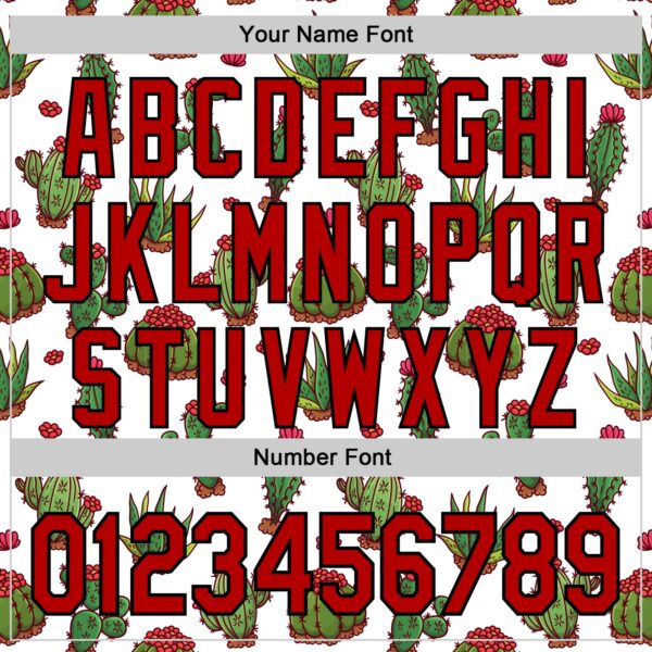 Custom White Red-Black 3D Mexican Cactus Authentic Baseball Jersey