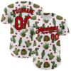 Custom White Red-Black 3D Mexican Cactus Authentic Baseball Jersey