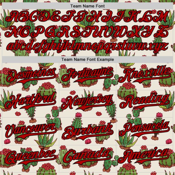 Custom Cream Red-Black 3D Mexican Cactus Authentic Baseball Jersey