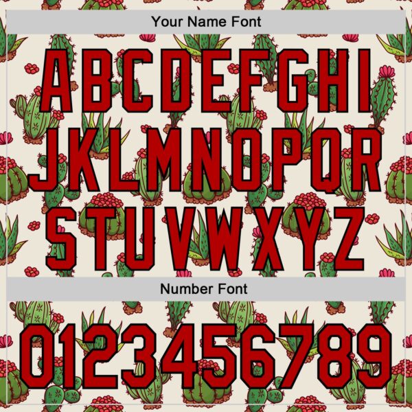 Custom Cream Red-Black 3D Mexican Cactus Authentic Baseball Jersey