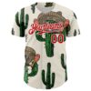Custom Cream Red-White 3D Mexican Cactus Authentic Baseball Jersey