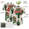 Custom Cream Red-White 3D Mexican Cactus Authentic Baseball Jersey
