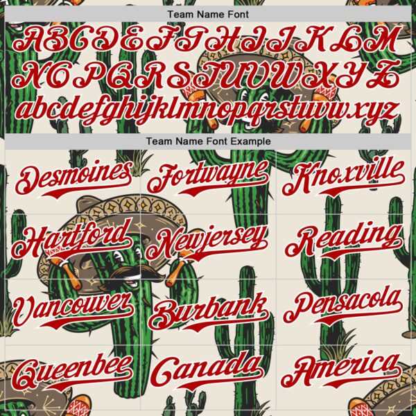 Custom Cream Red-White 3D Mexican Cactus Authentic Baseball Jersey