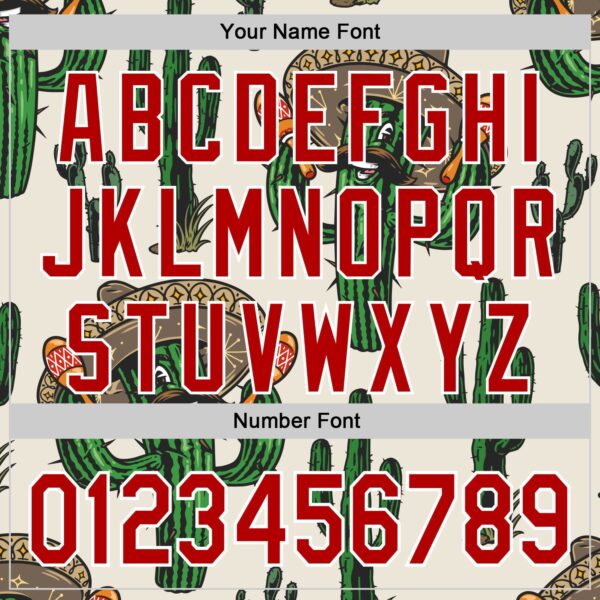 Custom Cream Red-White 3D Mexican Cactus Authentic Baseball Jersey