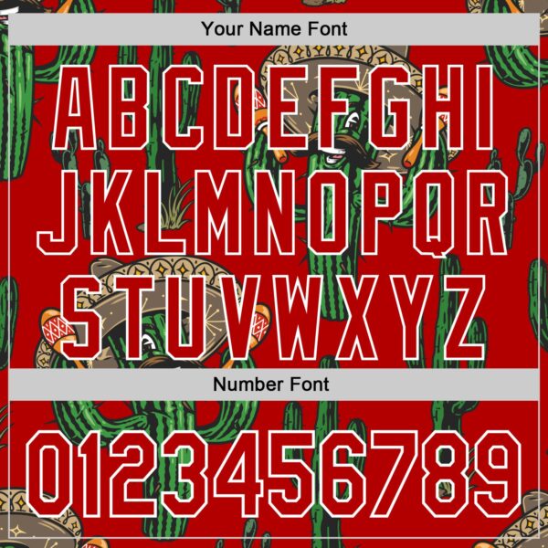 Custom Red White 3D Mexican Cactus Authentic Baseball Jersey