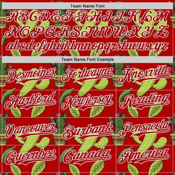 Custom Red White 3D Mexican Cactus Authentic Baseball Jersey