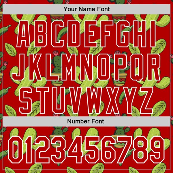 Custom Red White 3D Mexican Cactus Authentic Baseball Jersey