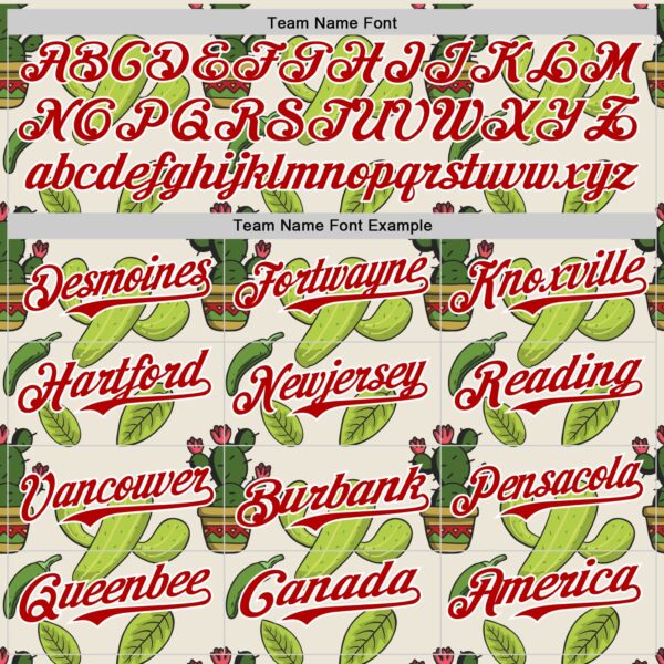 Custom Cream Red-White 3D Mexican Cactus Authentic Baseball Jersey
