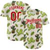 Custom Cream Red-White 3D Mexican Cactus Authentic Baseball Jersey