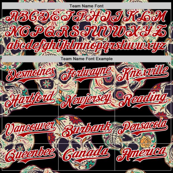 Custom Black Red-White 3D Mexican Skull Authentic Baseball Jersey