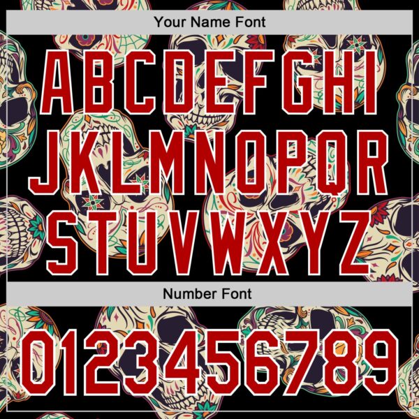 Custom Black Red-White 3D Mexican Skull Authentic Baseball Jersey