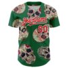 Custom Kelly Green Red-White 3D Mexican Skull Authentic Baseball Jersey
