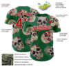 Custom Kelly Green Red-White 3D Mexican Skull Authentic Baseball Jersey