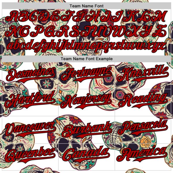Custom White Red-Black 3D Mexican Skull Authentic Baseball Jersey