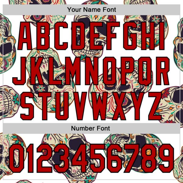 Custom White Red-Black 3D Mexican Skull Authentic Baseball Jersey