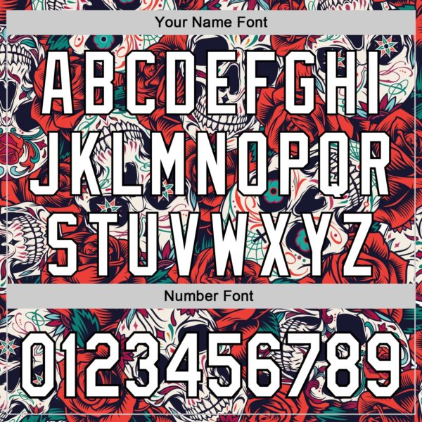 Custom White Black 3D Mexican Skull And Flower Authentic Baseball Jersey