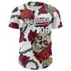 Custom White Black 3D Mexican Skull And Flower Authentic Baseball Jersey