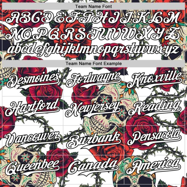 Custom White Black 3D Mexican Skull And Flower Authentic Baseball Jersey