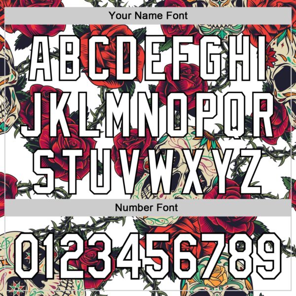 Custom White Black 3D Mexican Skull And Flower Authentic Baseball Jersey