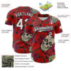 Custom Red White-Black 3D Mexican Skull And Flower Authentic Baseball Jersey