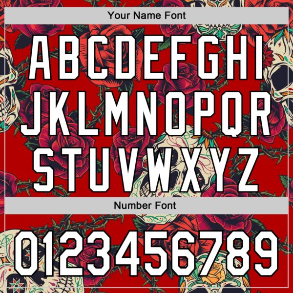 Custom Red White-Black 3D Mexican Skull And Flower Authentic Baseball Jersey