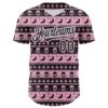 Custom Black Light Pink-White 3D Gothic Skull Authentic Baseball Jersey