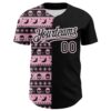 Custom Black Light Pink-White 3D Gothic Skull Authentic Baseball Jersey