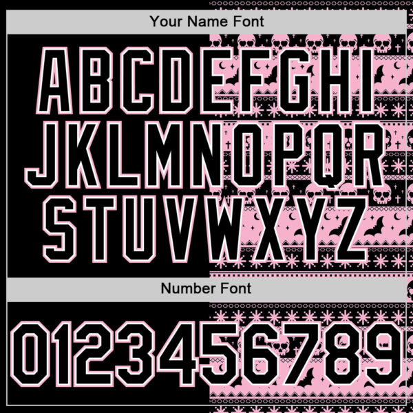 Custom Black Light Pink-White 3D Gothic Skull Authentic Baseball Jersey