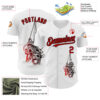 Custom White Red-Black 3D Skull Authentic Baseball Jersey